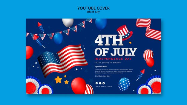 4 de julio plantilla de portada de youtube