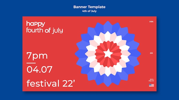PSD Gratis 4th of july celebration horizontal banner template