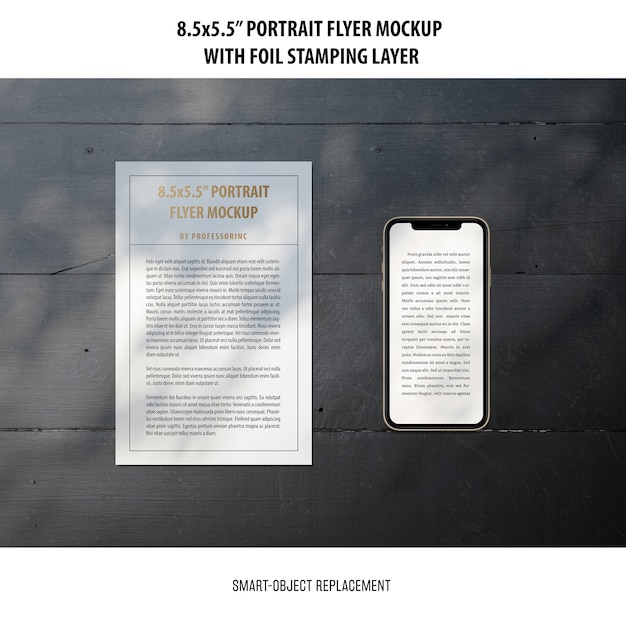 5,5 x 8,5 `` Mockup di volantino verticale