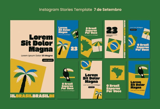 PSD gratuito 7 de septiembre celebración historias de instagram