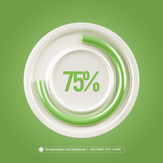 75 Icono de barra de carga de progreso circular 3d render