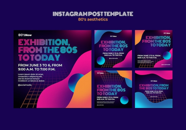 Gratis PSD 80's esthetiek instagram-berichten