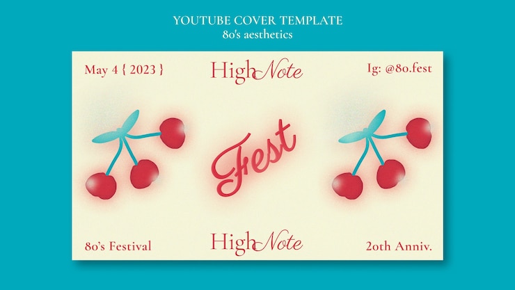 PSD Gratis 80s aesthetic youtube cover template