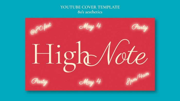 PSD Gratis 80s aesthetic youtube cover template