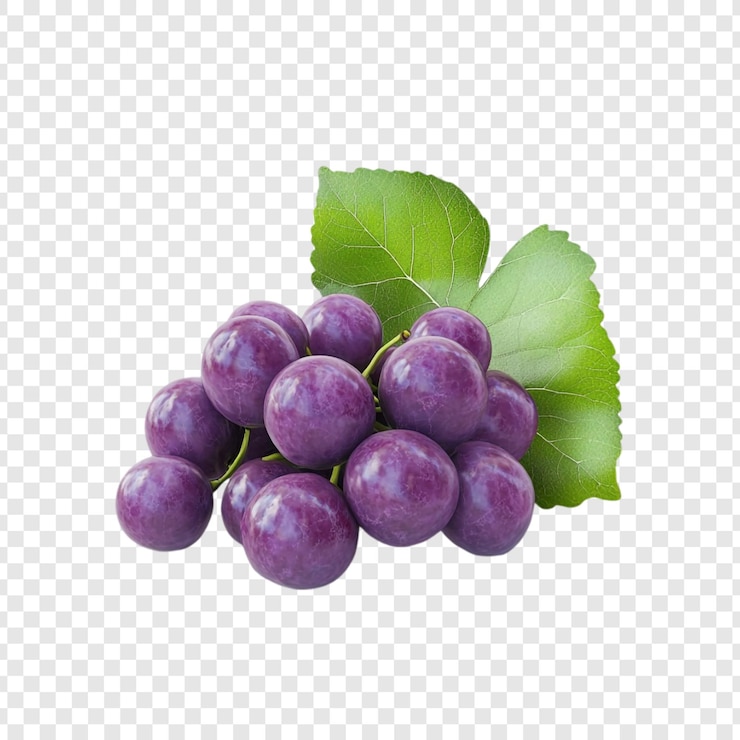 PSD Gratis a bunch of juicy purple grapes with green leaves