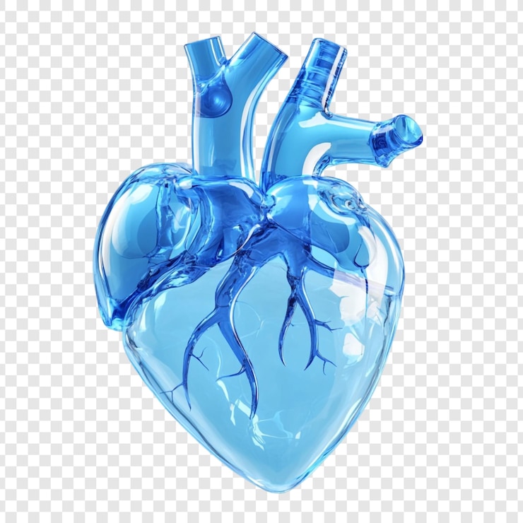 PSD Gratis a crystal clear blue heart amazing 3d render of anatomy