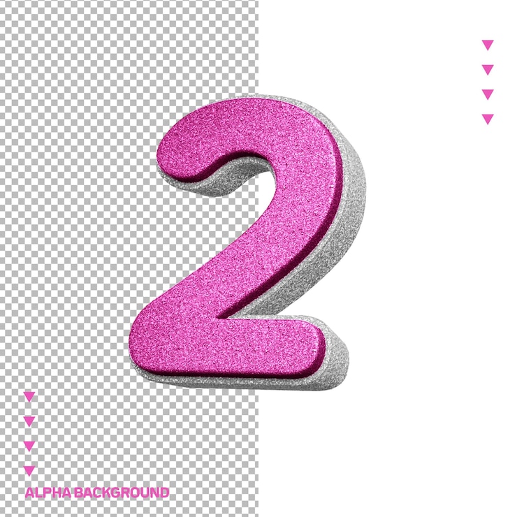 PSD Gratis a pink and silver glittery number 2 is on a pink and white background