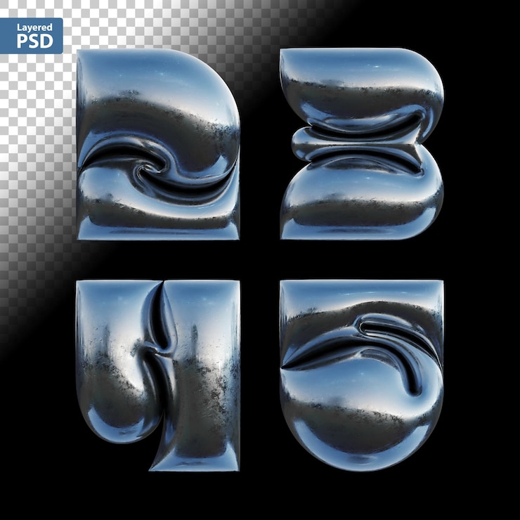 PSD Gratis a set of 3d letters with the numbers 2 3 4 5