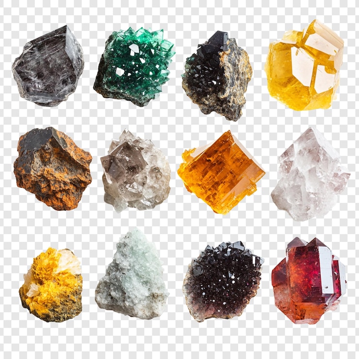PSD Gratis a stunning collection of twelve unique minerals and crystals