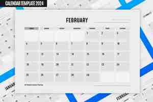 PSD gratuito a4 modelo 2024 planificación del calendario febrero