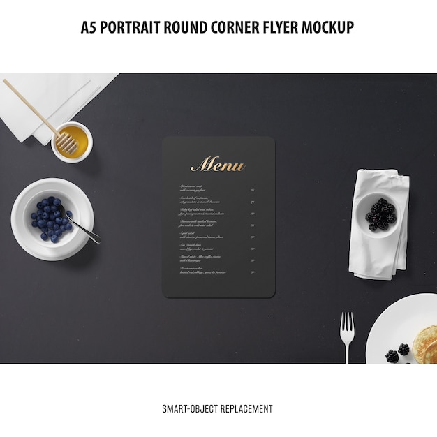 Gratis PSD a5 ronde hoek flyer mockup