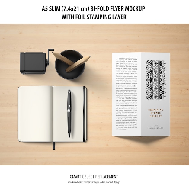 A5 slim bi-fold flyer mockup