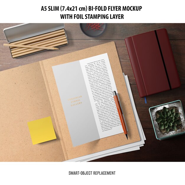 A5 Slim Bi-Fold Flyer Mockup