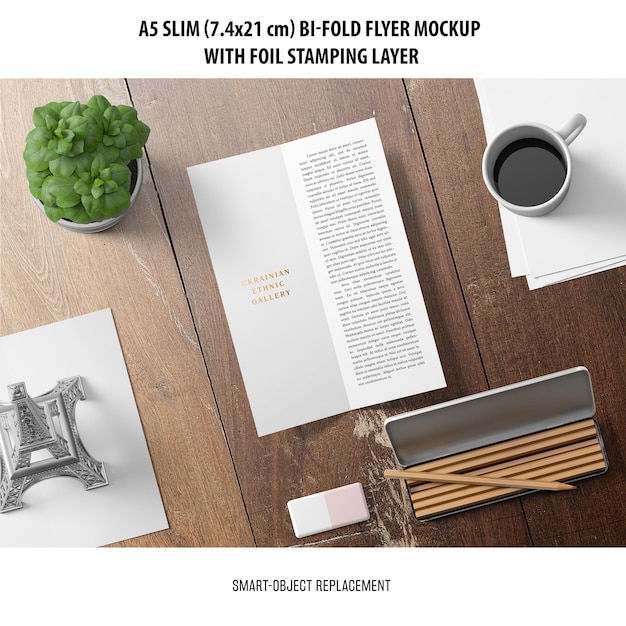 A5 slim bi-fold flyer mockup