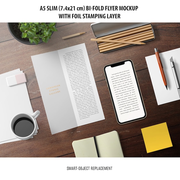 A5 Slim Bi-Fold Flyer Mockup