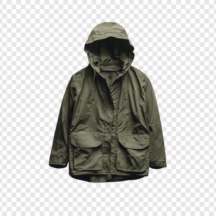 PSD gratuito abbigliamento all'aperto elegante giacca a cappuccio verde oliva