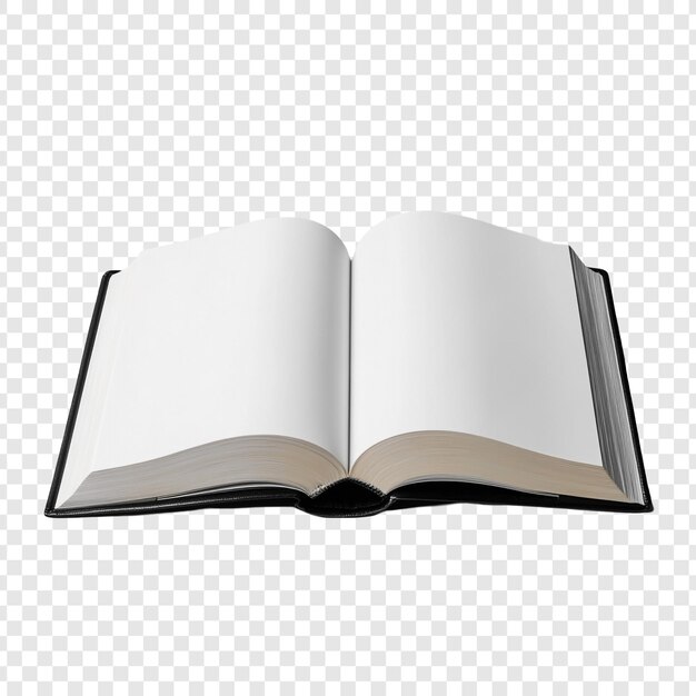 Abre una maqueta de libro Páginas en blanco portada negra Fondo aislado