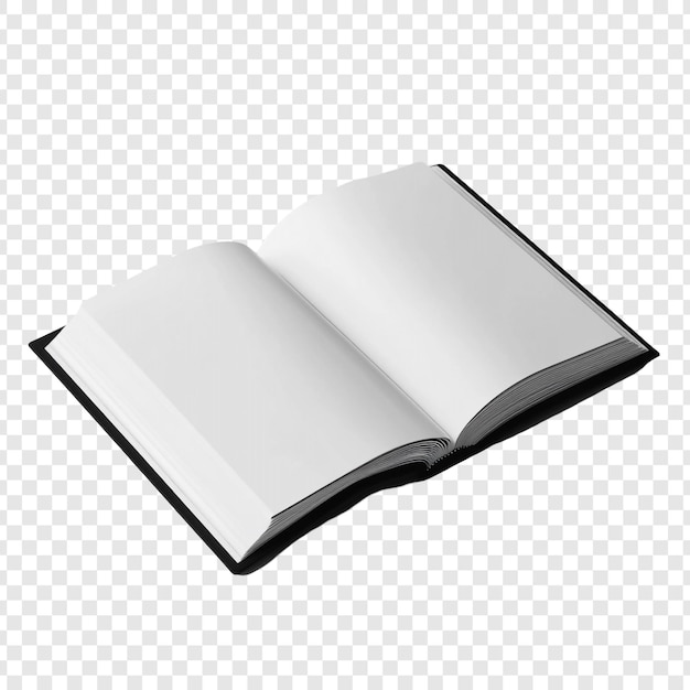 Abre la maqueta del libro Páginas en blanco de portada negra Renderización 3D