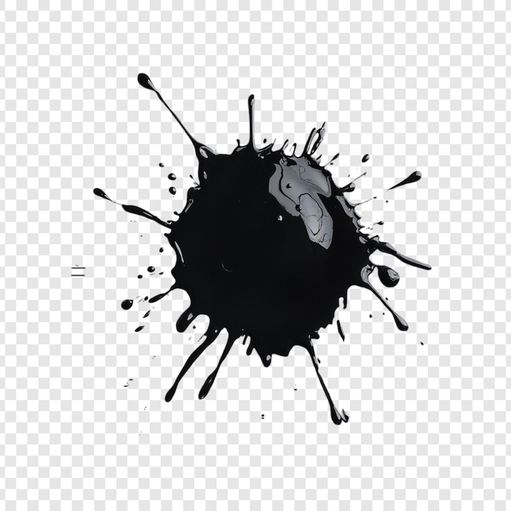 PSD gratuito abstract black ink splatter un'immagine ad alta risoluzione di una macchia di inchiostro dinamico