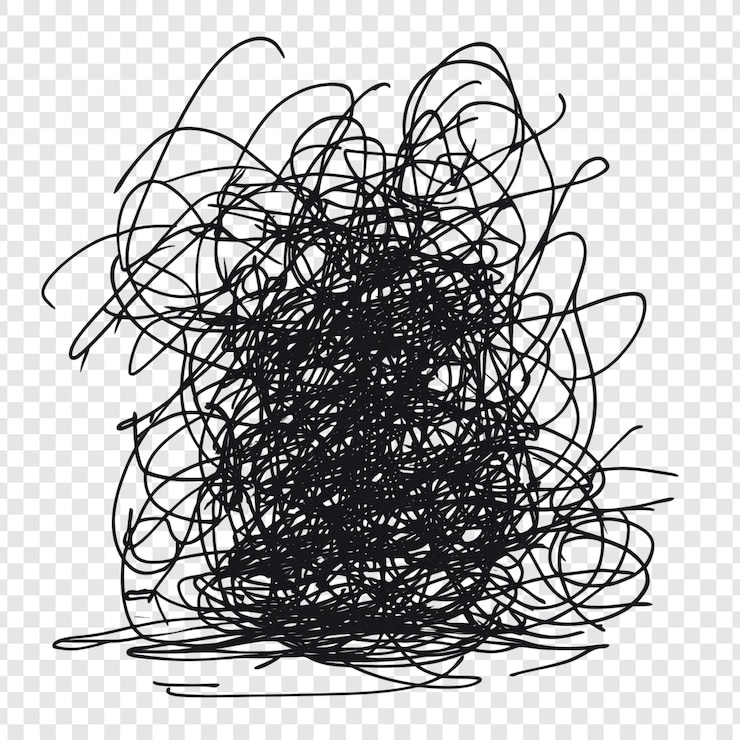 PSD gratuito abstract black scribble un intricato caos di linee e curve