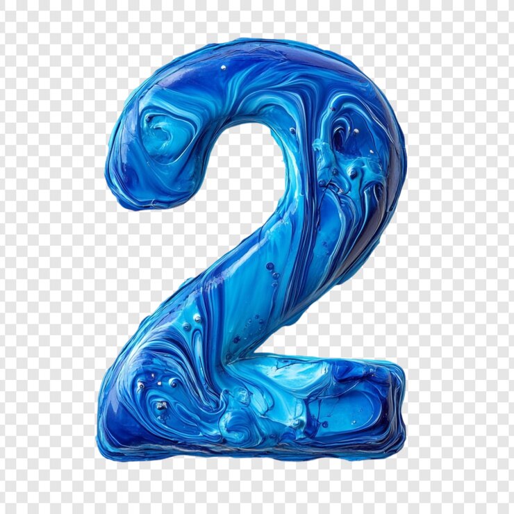 PSD Gratis abstract blue number two a stunning paint swirl digit
