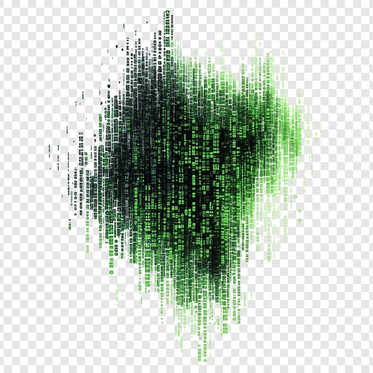 PSD gratuito abstract cascata di codice binario verde del flusso di dati digitali