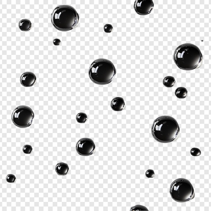 PSD Gratis abstract dark bubbles floating on transparent background