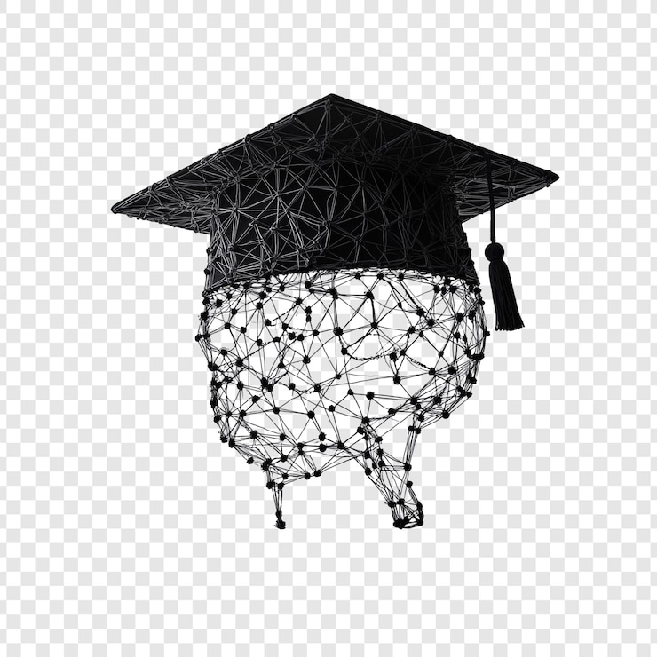 PSD gratuito abstract graduation cap e connected mind una metafora visiva per l'istruzione e la conoscenza