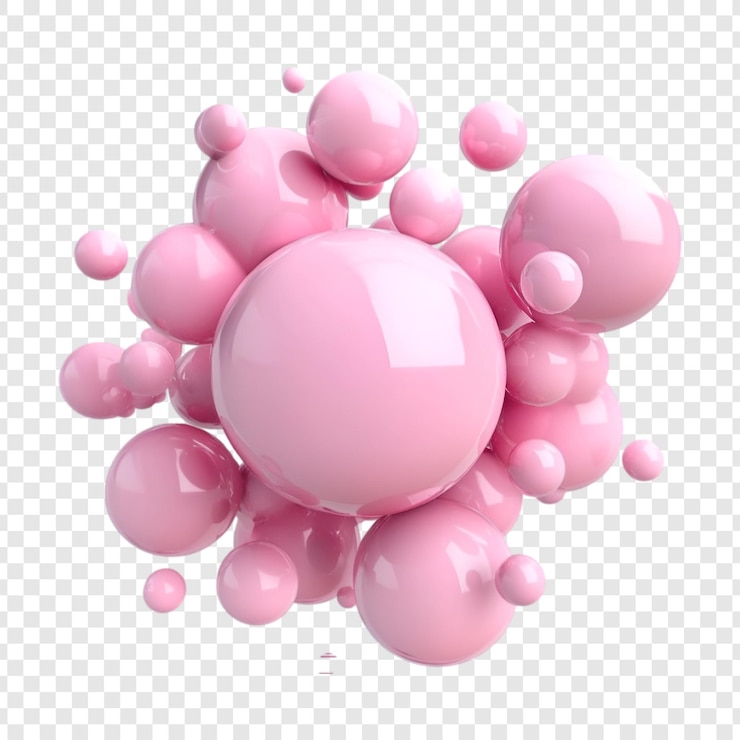 PSD Gratis abstract pink bubble cluster a 3d rendering of shiny spheres