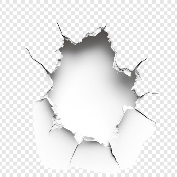 Gratis PSD abstracte gat in wit oppervlak een gebroken muur textuur