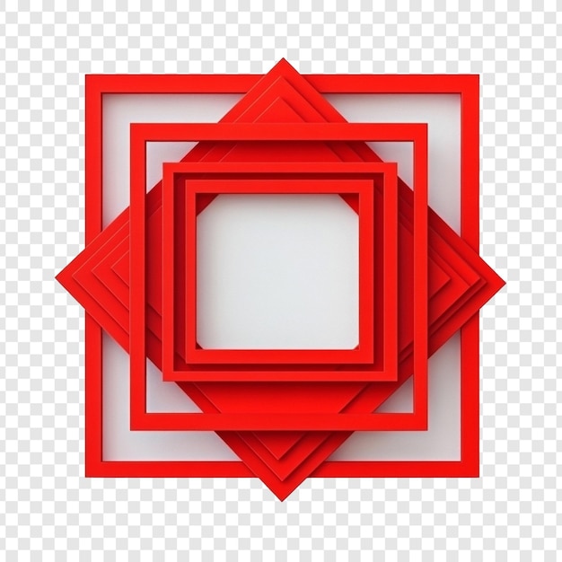 Abstracto Diseño del marco cuadrado rojo Una composición geométrica 3D en capas