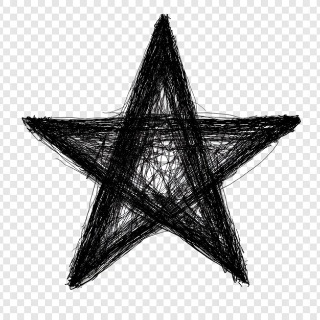 Abstracto Estrella garabateada Un diseño gráfico monocromático