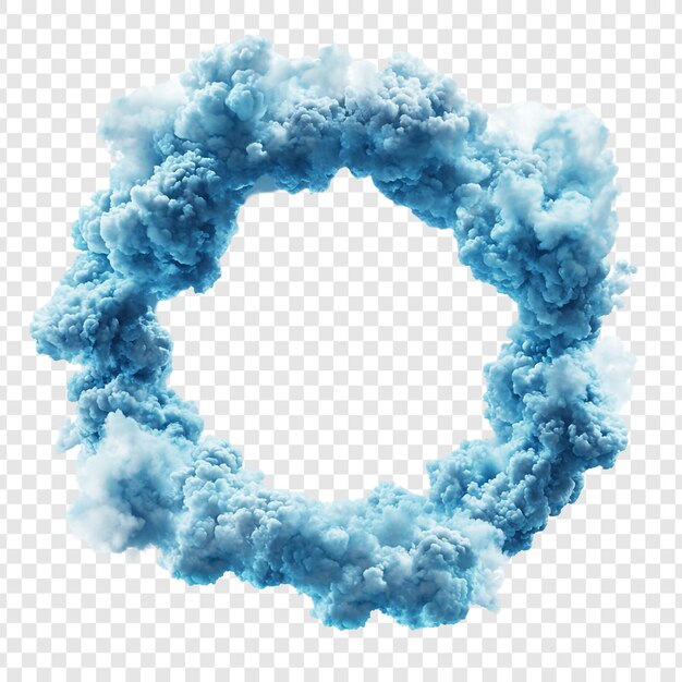 Abstracto El humo azul rodea una nube circular de color
