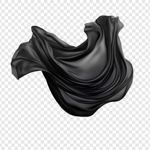 Abstracto Tela negra girando en el aire con elegancia y movimiento