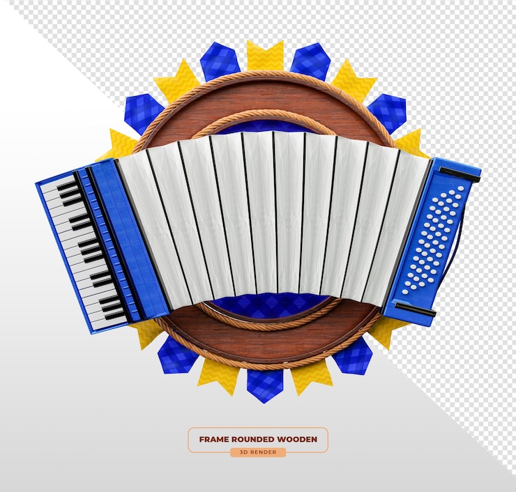 PSD gratuito accordeon renderizzato in 3d con una cornice