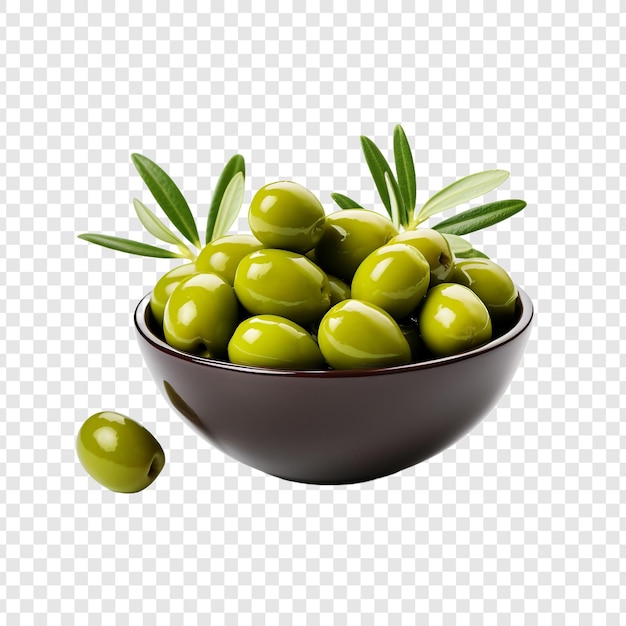 Aceitunas frescas aisladas sobre fondo transparente