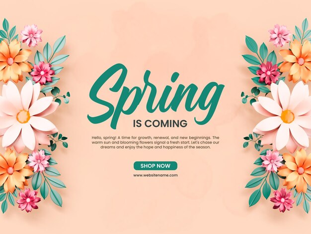Se acerca la primavera plantilla de banner de redes sociales