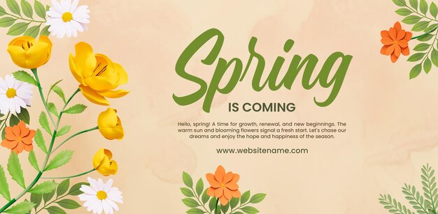 Se acerca la primavera plantilla de diseño floral