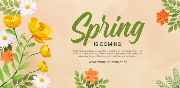 Se acerca la primavera plantilla de diseño floral