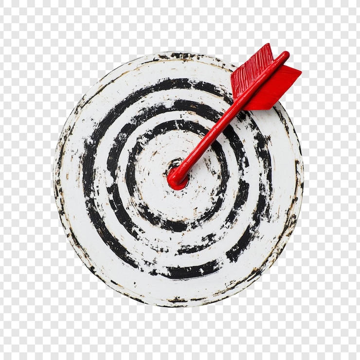 PSD Gratis achieving success a red arrow hits the bullseye on a weathered target