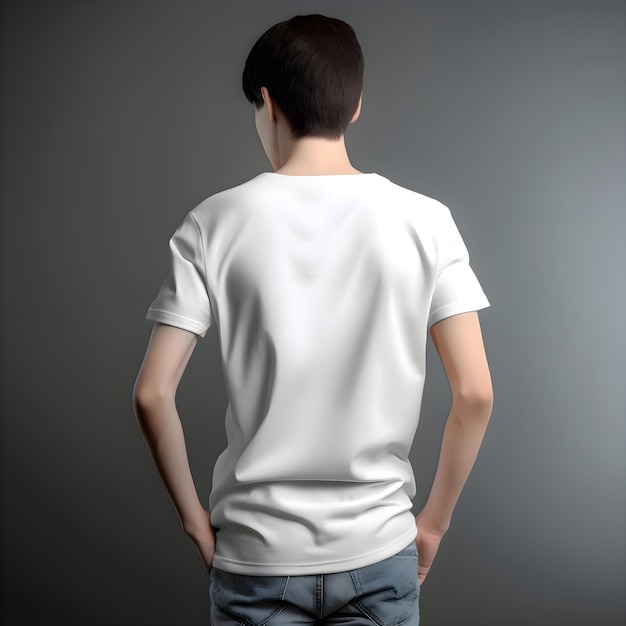 Gratis PSD achtergrond van een man in een wit t-shirt op een grijze achtergrond
