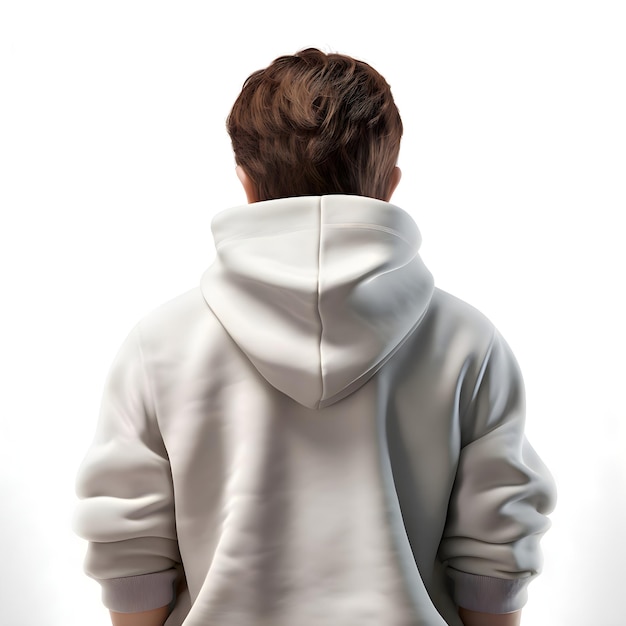 Gratis PSD achtergrondbeeld van een jonge man met een witte hoodie op een witte achtergrond