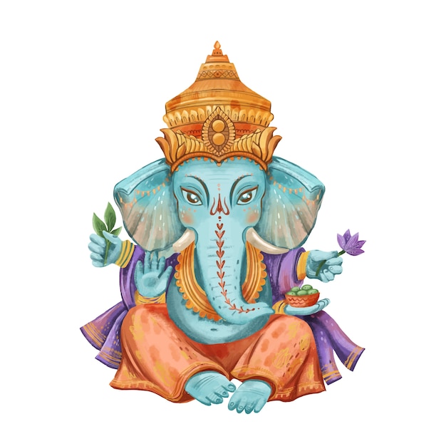 Acquerello Ganesh isolato
