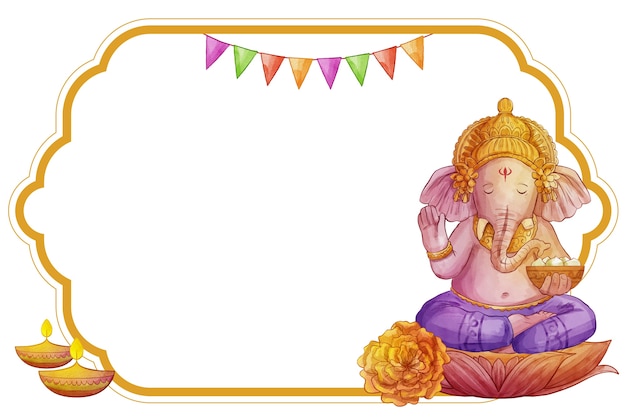 Acquerello Ganesh isolato