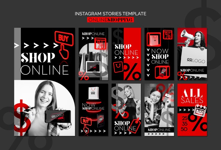 PSD gratuito acquista ora il modello di storie di instagram di moda online