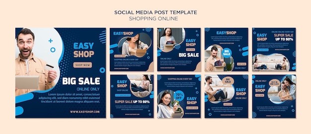 Acquisti post sui social media online