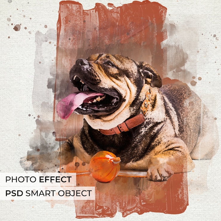 PSD gratuito acuarela con efecto de foto de pincel grande
