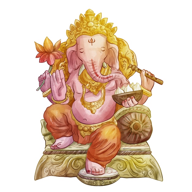 La acuarela Ganesh aislada