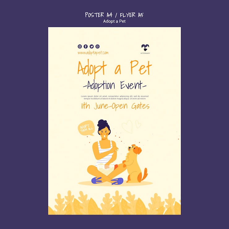 PSD Gratis adopt a pet poster design