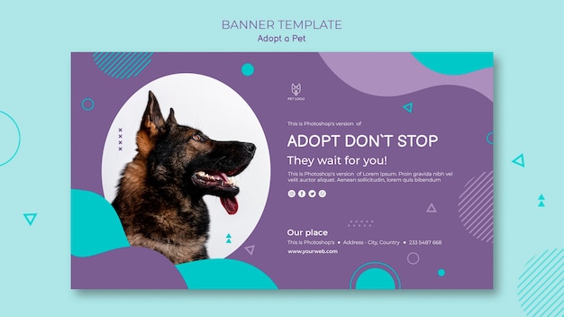 PSD gratuito adopta un diseño de plantilla de banner para mascotas